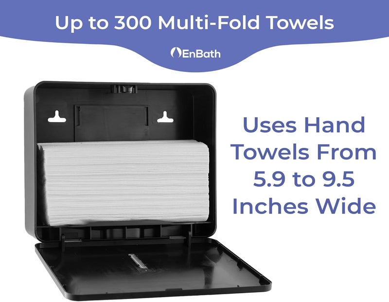 EnBath Multifold Paper Towel Dispenser Wall Mount (Black), Folded Hand Towel Dispenser for Bathroom/Restroom (Holds up to 300 Towels), Commercial Paper Towel Holder, Trifold Paper Towels Dispenser by - Image 2